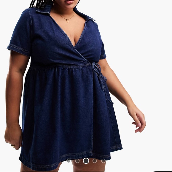 ASOS Design curve denim wrap dress - Picture 1 of 6